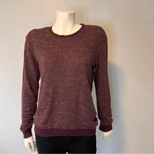 Wilfred Aritzia Berri Pull Over Tee Crew Neck Sweater Burgundy Size M